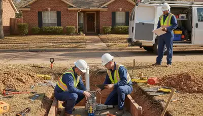 Fort Worth, TX emergency plumber repairing a residential pipe leak for fast plumbing service