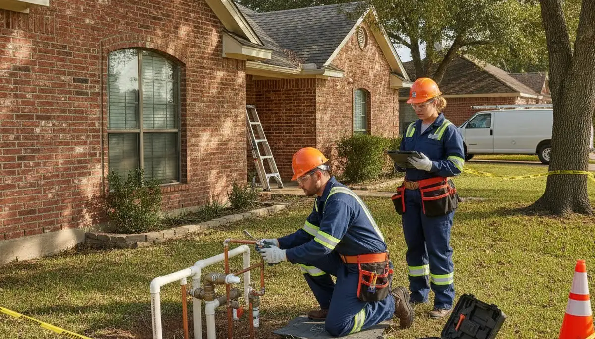 Fort Worth, TX emergency plumber repairing a leak for fast residential plumbing service