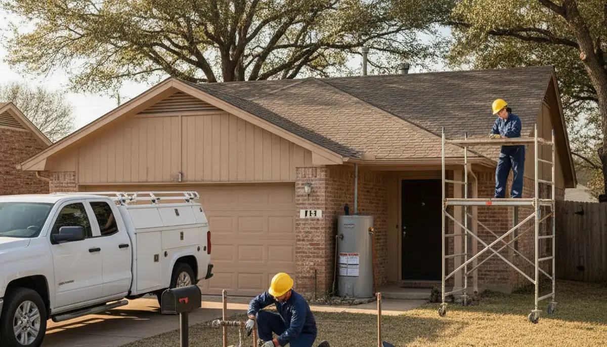 Fort Worth, TX emergency plumber repairing a residential pipe leak with professional tools