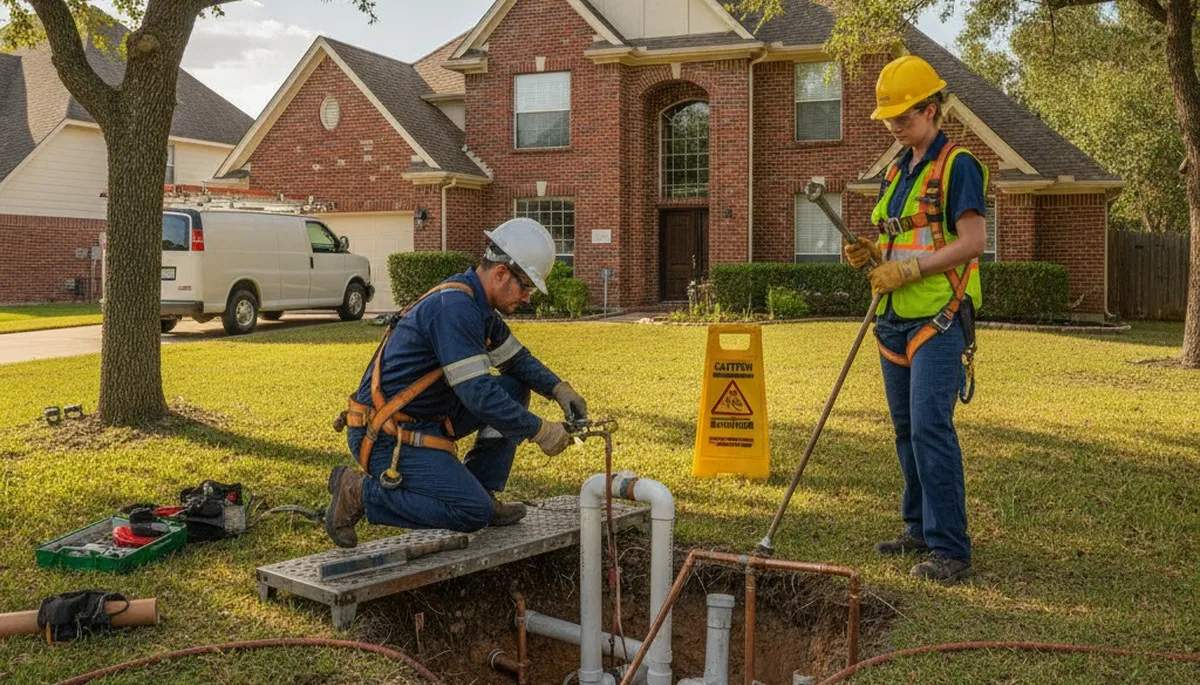 Emergency plumber van in Fort Worth, TX, serving local plumbing repair jobs