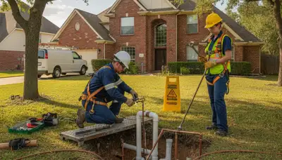 Emergency plumber van in Fort Worth, TX, serving local plumbing repair jobs