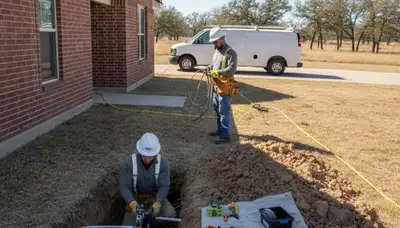 Fort Worth, TX emergency plumber repairing a leaking pipe in a home plumbing service call