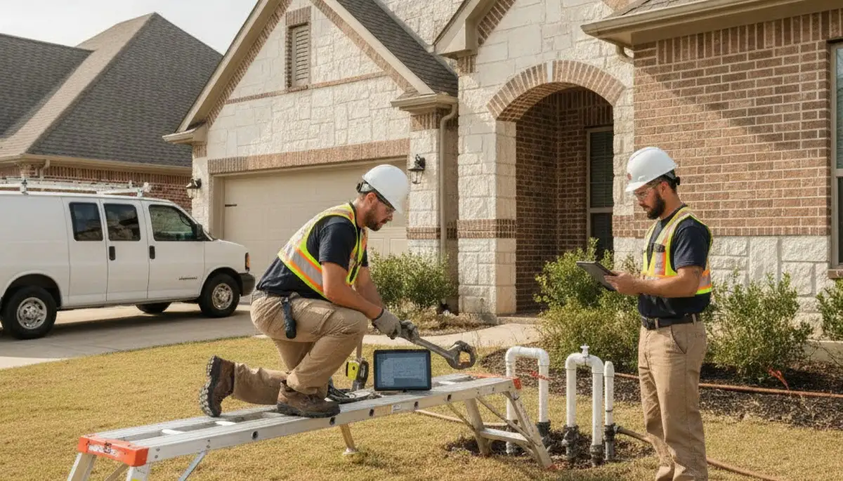 Fort Worth, TX emergency plumber repairing a pipe for a plumbing repair service