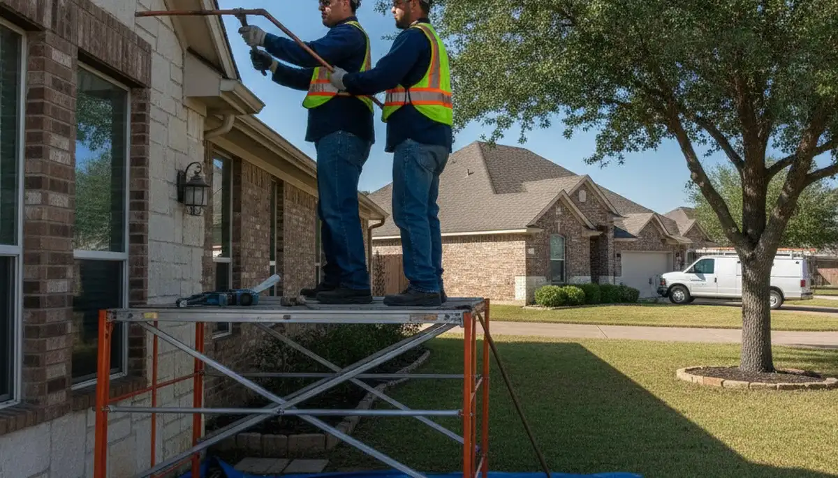 Fort Worth, TX emergency plumber repairing a burst pipe in a residential plumbing service call