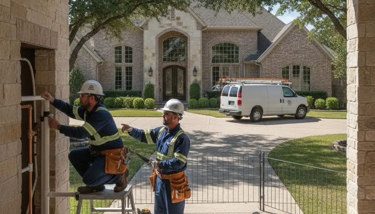 Fort Worth, TX plumbing repair technician fixing a residential pipe leak