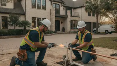 Fort Worth, TX emergency plumber repairing a residential pipe leak with professional plumbing tools