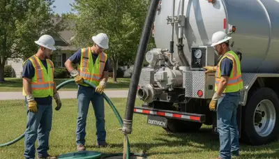 Fort Worth, TX plumbers pumping a septic tank for reliable emergency maintenance services