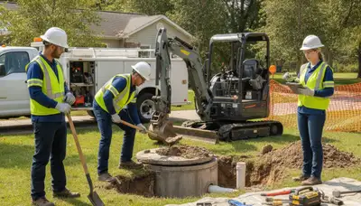 Septic repair plumber servicing Fort Worth, TX home with urgent backup inspection