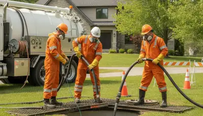 Fort Worth, TX plumber cleaning a septic tank for residential emergency plumbing service