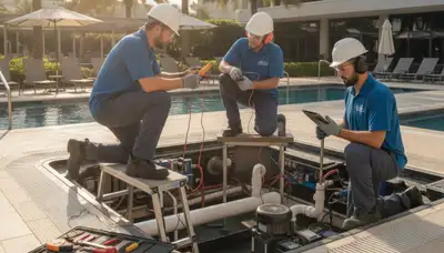 Spa repair technician servicing Fort Worth, TX home spa equipment for fast inspection and repair