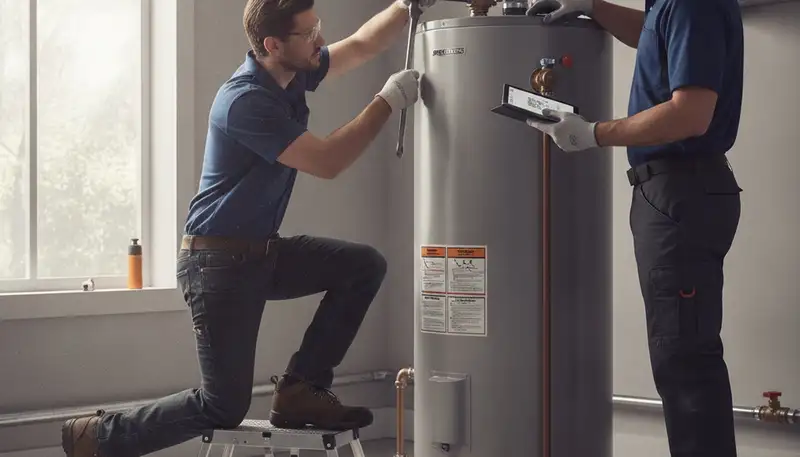 Fort Worth, TX plumber repairing a water heater for fast emergency service